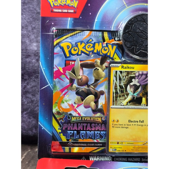 Pokemon TCG Raikou Blister Pack 2-Pack Set Phantasma Flames Mega Evolution Coin - Picture 4 of 7